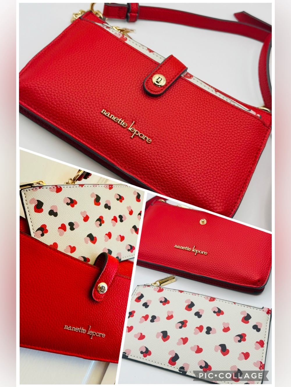 Nanette Lepore Ryann Small Crossbody 2 Piece Set - Tomato & Heart Flutter